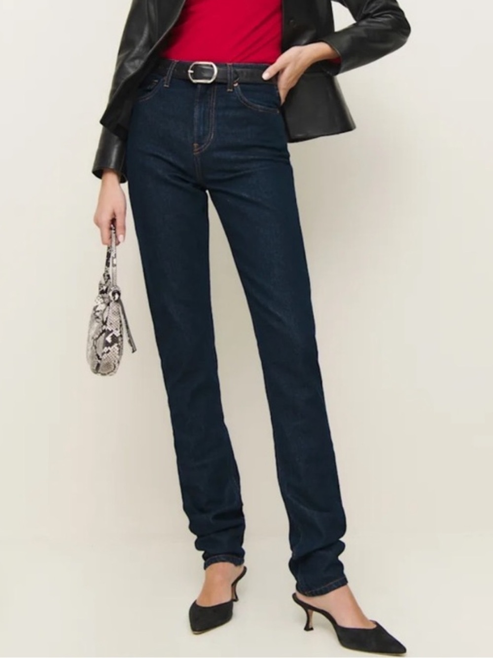 Reformation Etta Stretch High Rise Stacked Slim Jeans Size 25 NWT